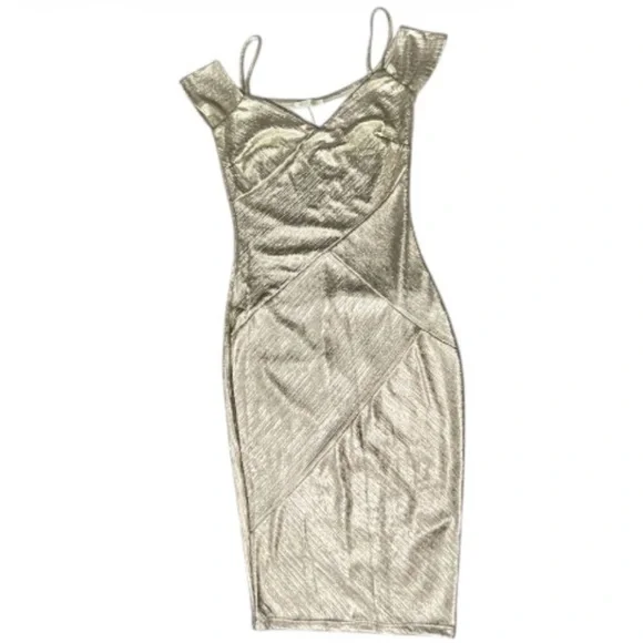 Olive Tree Gold Metallic Dress Sz S - Picture 2 of 6